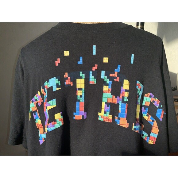 T-Shirt Tetris Logo Black with Multi color Tetris blocks graphic Size 2XL - Picture 1 of 14